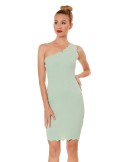 Rochie montata pe un singur umar olive 08210 - Magazin online - Boutique